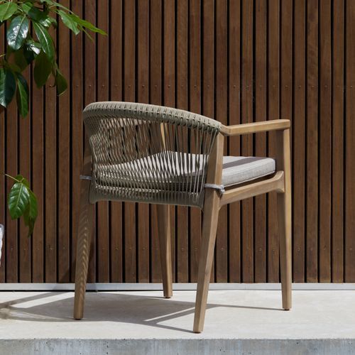 Caracas Acacia Outdoor Chair | Light Brown Fabric