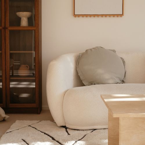 100% Flax Linen Round Feather Filled Cushion | Sage