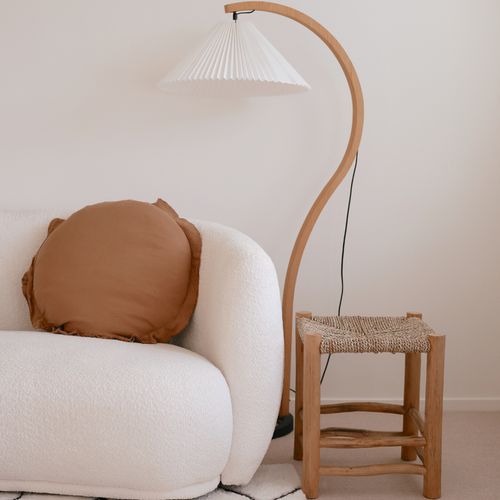 100% Flax Linen Round Feather Filled Cushion | Ginger