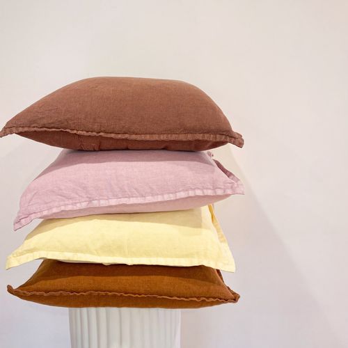 100% Belgium Linen Vintage Washed Cushion - Cocoa