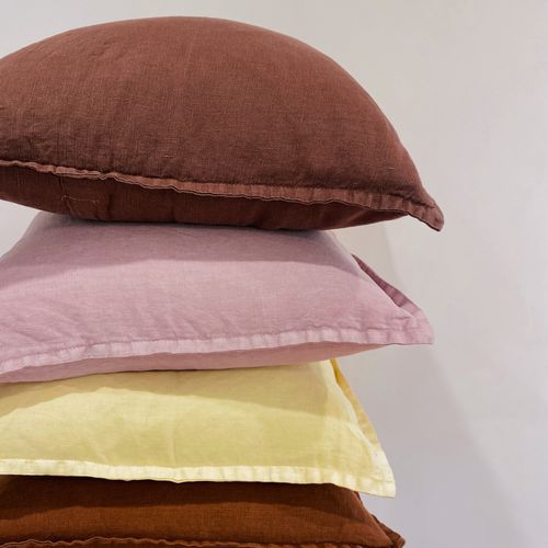 100% Belgium Linen Vintage Washed Cushion - Cocoa