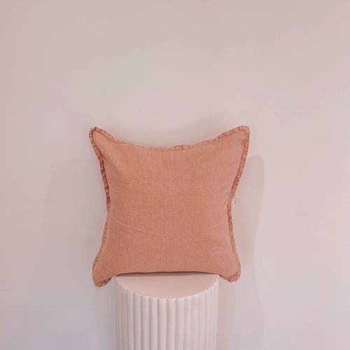 100% Belgium Linen Vintage Washed Cushion - Dusty Rose