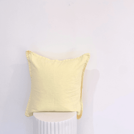 100% Belgium Linen Vintage Washed Cushion - Lemoncello
