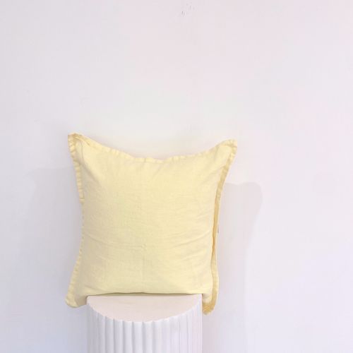 100% Belgium Linen Vintage Washed Cushion - Lemoncello