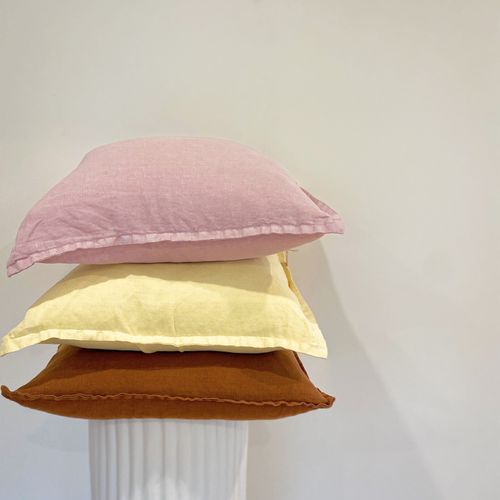 100% Belgium Linen Vintage Washed Cushion - Lilac