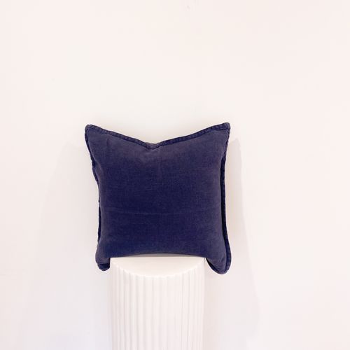 100% Belgium Linen Vintage Washed Cushion - Navy