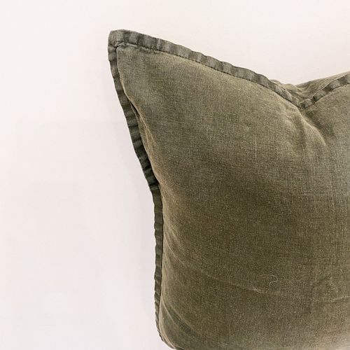100% Belgium Linen Vintage Washed Cushion - Pine
