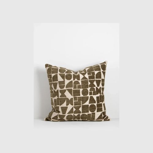 Baya Miller Cushion - Olive | Geometric Pattern