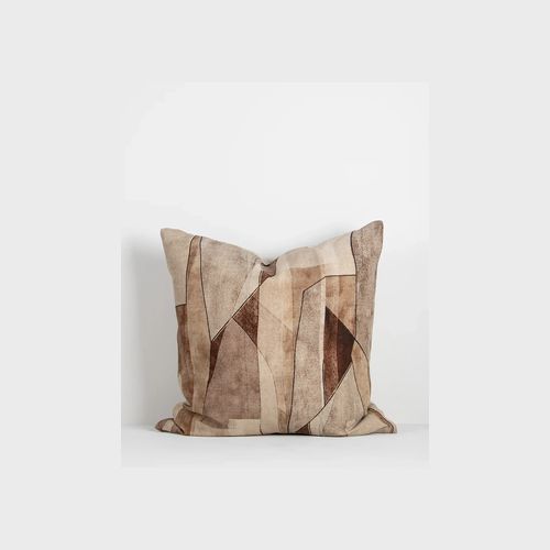 Baya Grove Linen Cushion - Brick | Abstract Print