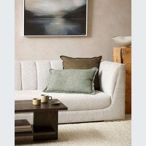 Baya Dover Cushion - Sage | Lumbar with Fringe