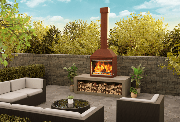Zara Freestanding Outdoor Fire and BBQ