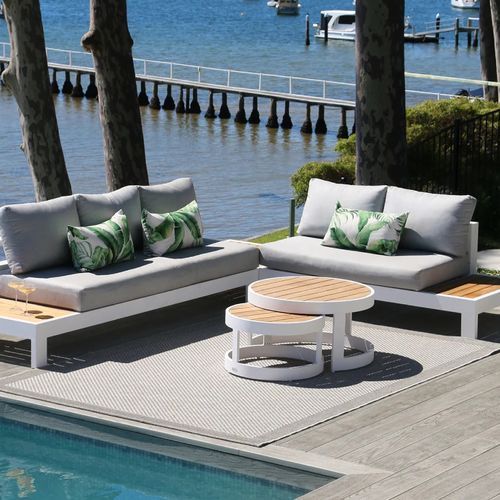 Aspen 5 Seater Outdoor Teak Platform Lounge Setting