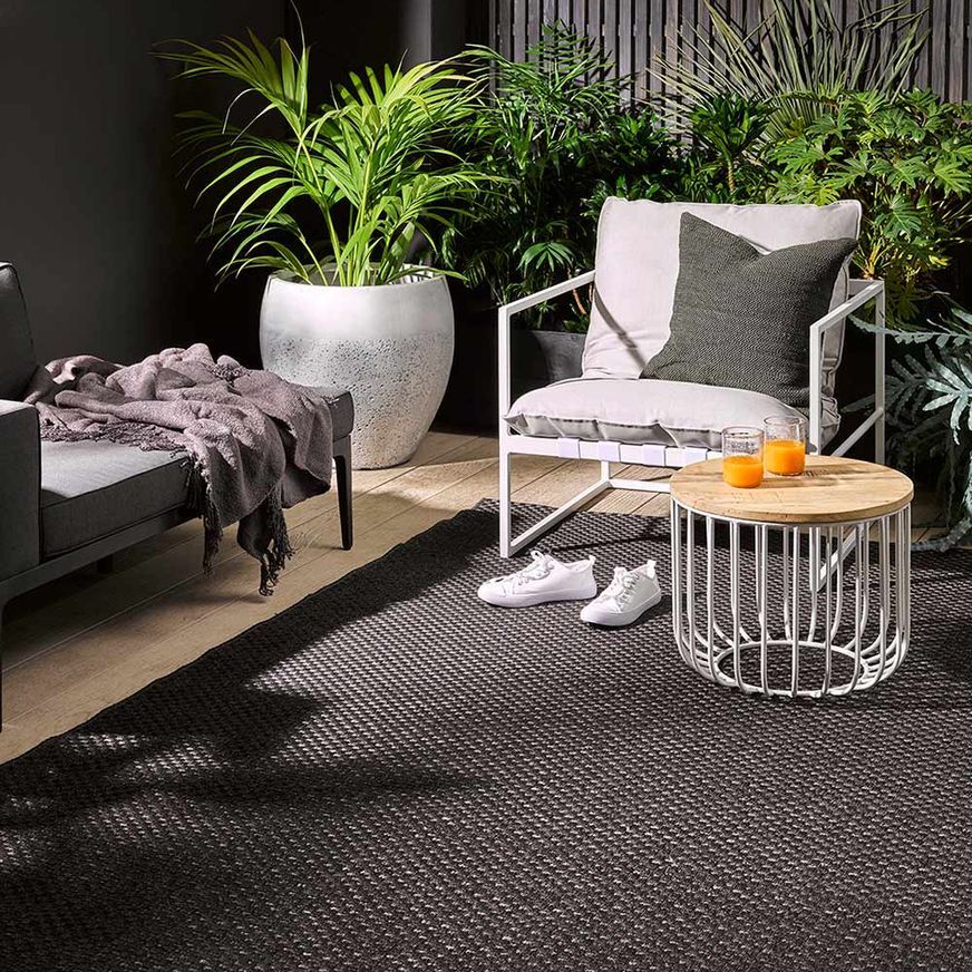 Baya Flax Outdoor Rug - Charcoal
