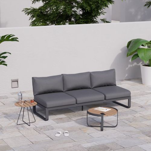 Fino Outdoor 3 Seater Sunlounge in Matt Charcoal Frame / Dark Grey Fabric