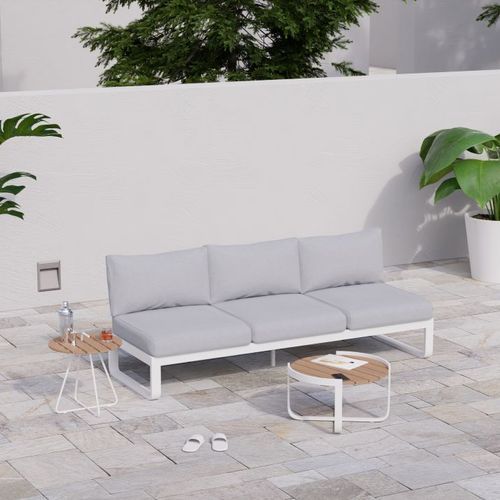 Fino Outdoor 3 Seater Sunlounge in Matt White Frame / Light Grey Fabric