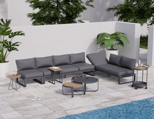 Fino Config F - Outdoor Modular Sofa with Matt Charcoal