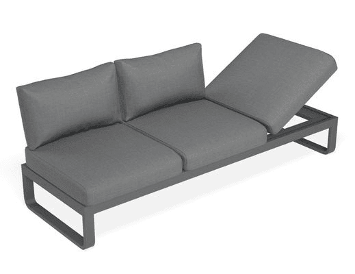 Fino Outdoor 3 Seater Sunlounge in Matt Charcoal Frame / Dark Grey Fabric
