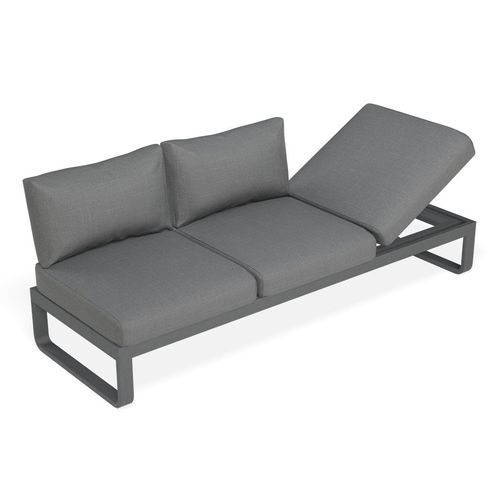 Fino Outdoor 3 Seater Sunlounge in Matt Charcoal Frame / Dark Grey Fabric