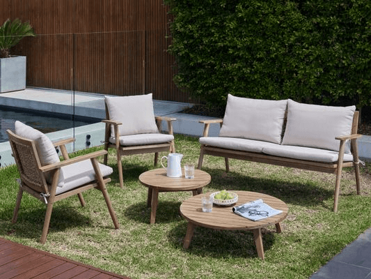 Manado 5PCE Acacia & Wicker Outdoor Lounge Set