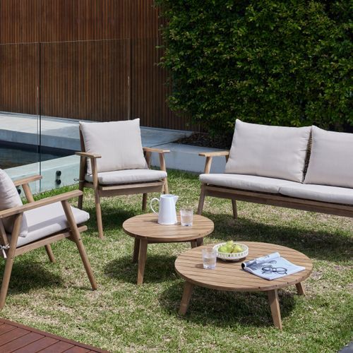 Manado 5PCE Acacia & Wicker Outdoor Lounge Set