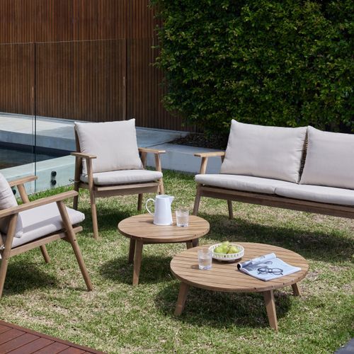 Manado 5PCE Acacia & Wicker Outdoor Lounge Set