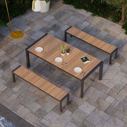 Vydel Bench Seat - Outdoor - 190cm - Teak - Charcoal