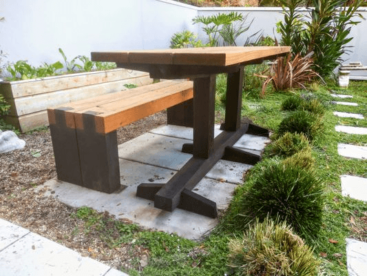Outdoor table and bench seat