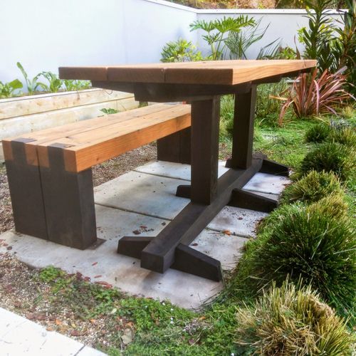 Outdoor table and bench seat