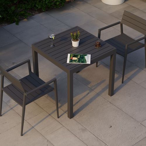 Halki Table Matt Charcoal Aluminium 77cm x 77xm