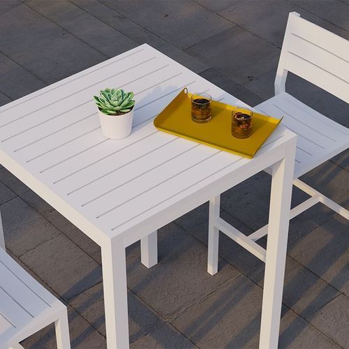 Halki Table - Outdoor - High Bar - Matt White 77 x 77cm