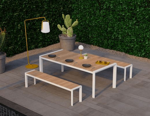 Vydel Bench Seat - Outdoor - 190cm - Teak - White