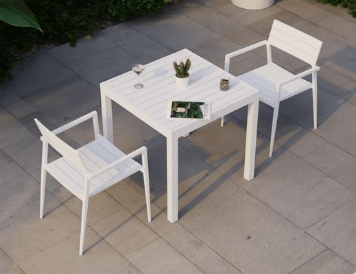 Halki Table Matt White Aluminium 77cm x 77cm