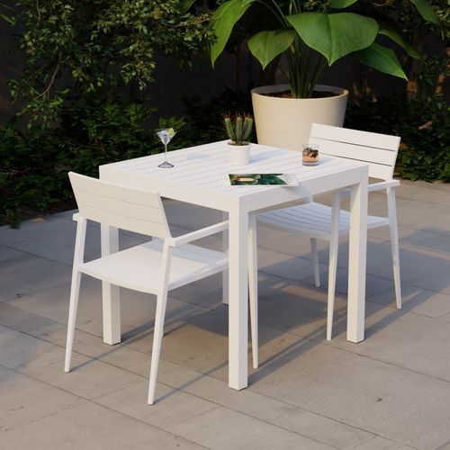 Halki Table Matt White Aluminium 77cm x 77cm