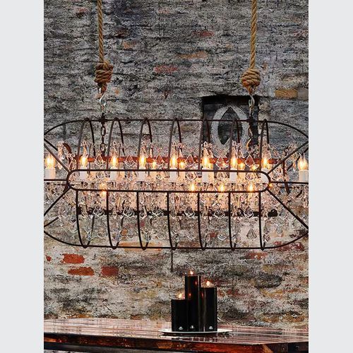 Gyro Crystal Rectangular Chandelier