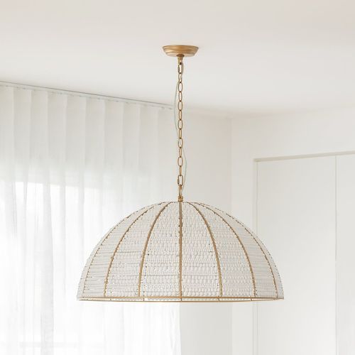 Estelle Beaded Dome Pendant Light - Gold/White