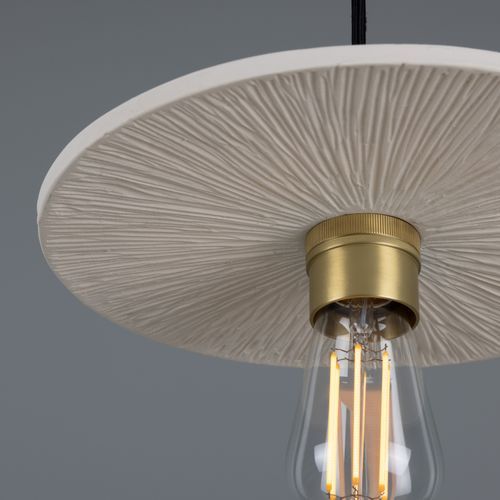 Bog Oak Matt White Striped Pendant Light
