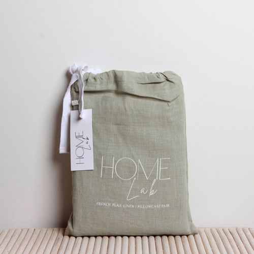 100% French Flax Linen Pillowcase Pair - Sage