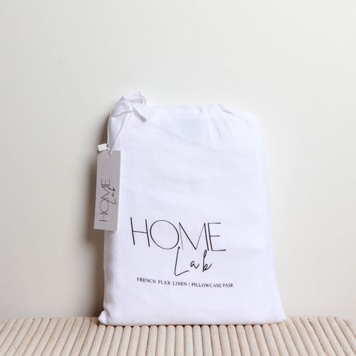 100% French Flax Linen Pillowcase Pair - White