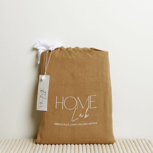 100% French Flax Linen Pillowcase Pair - Ginger