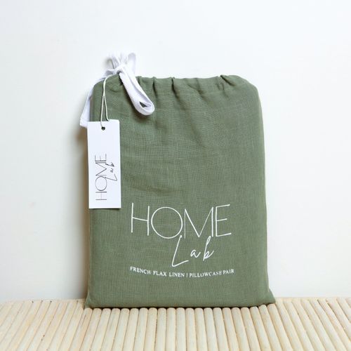 100% French Flax Linen Pillowcase Pair - Lichen