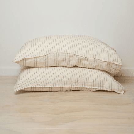 French Flax Linen Pillowcase Pair | Ginger Pinstripe