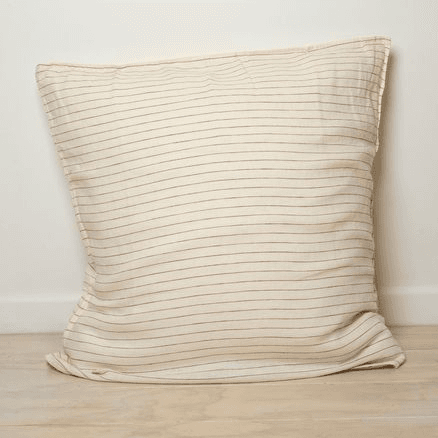 100% French Flax Linen Euro pillowcase- Ginger Pinstripe