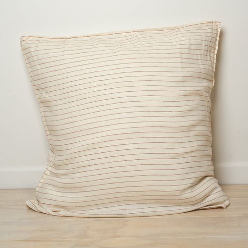 100% French Flax Linen Euro pillowcase- Ginger Pinstripe
