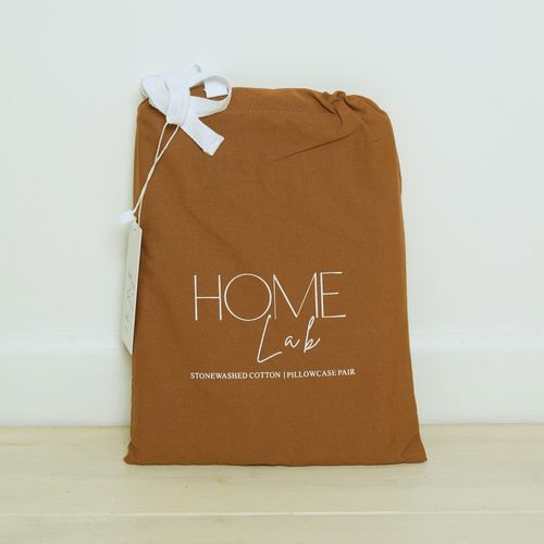 100% Stonewashed Cotton Pillowcase Pair - Rust