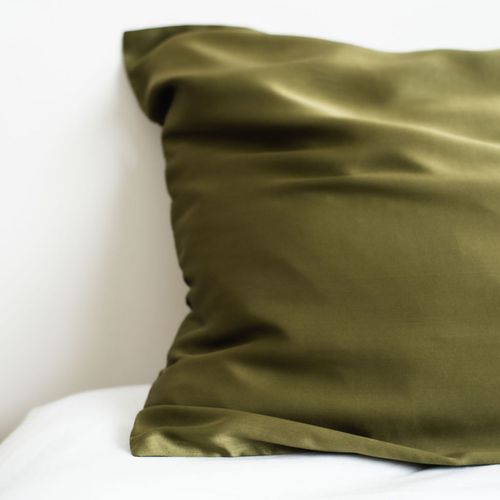 100% Pure Silk Pillowcase Pair- Olive