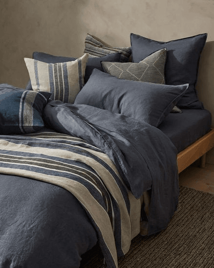 Ravello Pillowcase Pair - Denim | Standard,  King or Euro Size
