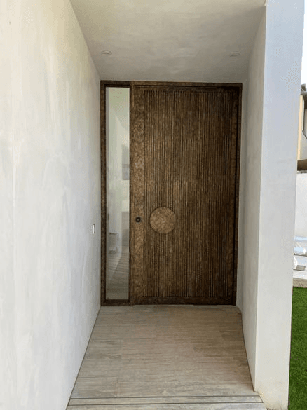 Iron Batten Pivot Entry Doors - Galvanised