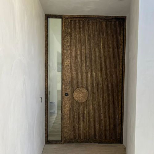 Iron Batten Pivot Entry Doors - Galvanised