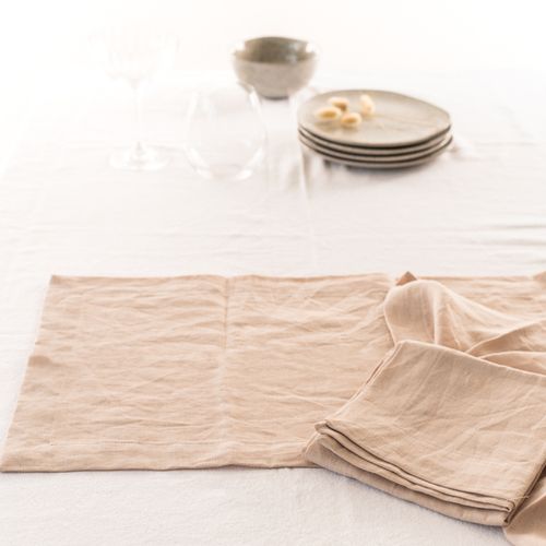 100% French Linen Placemat Set 4- Latte