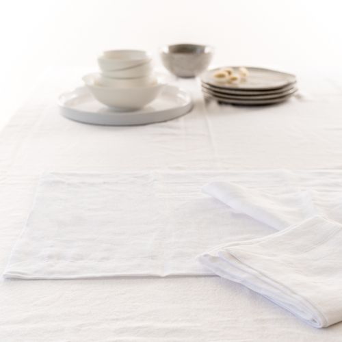 100% French Flax Linen Placemat Set 4- White
